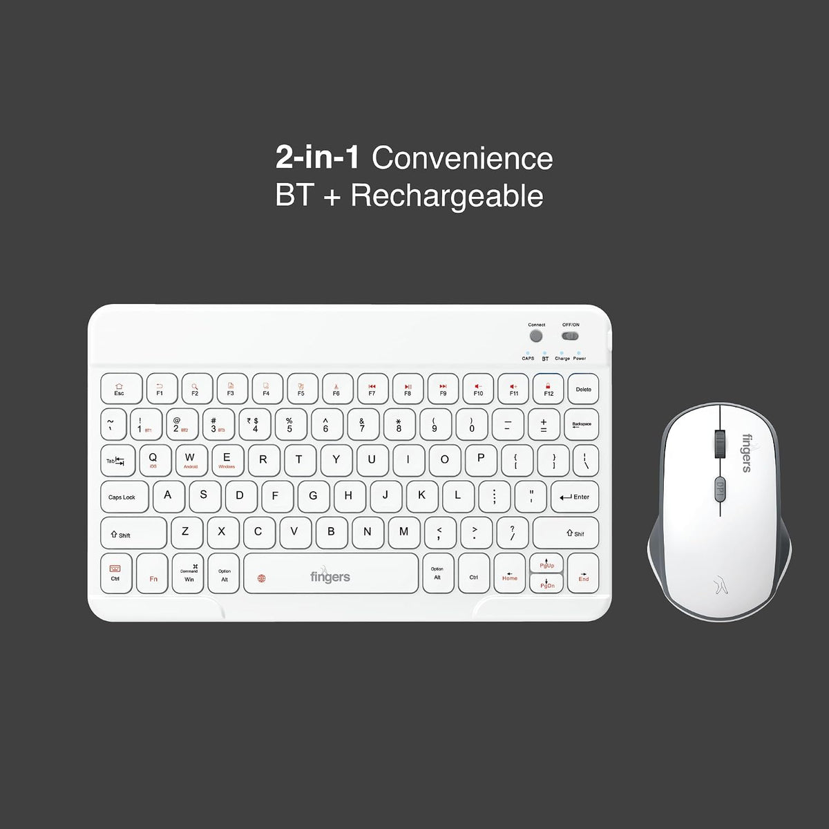 Fingers Miniclicks Keyboard Bluetooth Duo D7 White