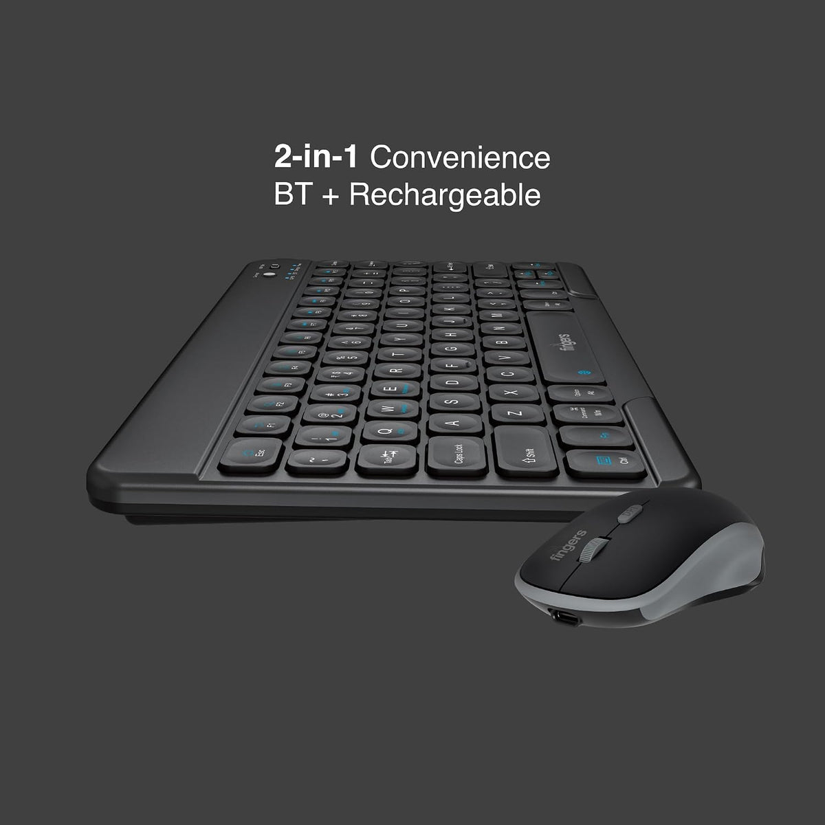 Fingers Miniclicks Keyboard Bluetooth Duo D7 Black