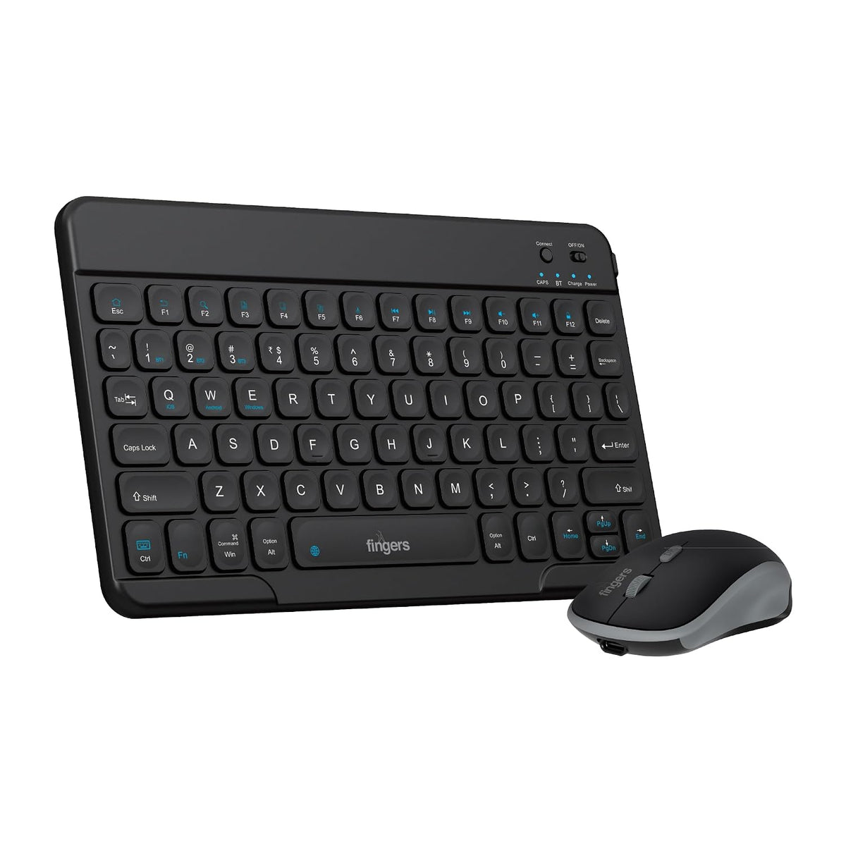 Fingers Miniclicks Keyboard Bluetooth Duo D7 Black