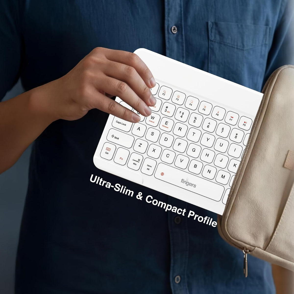 Fingers Miniclicks Keyboard Bluetooth Duo D7 White