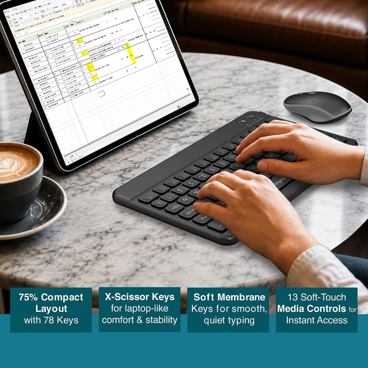 Fingers Miniclicks Keyboard Bluetooth Duo D7 Black