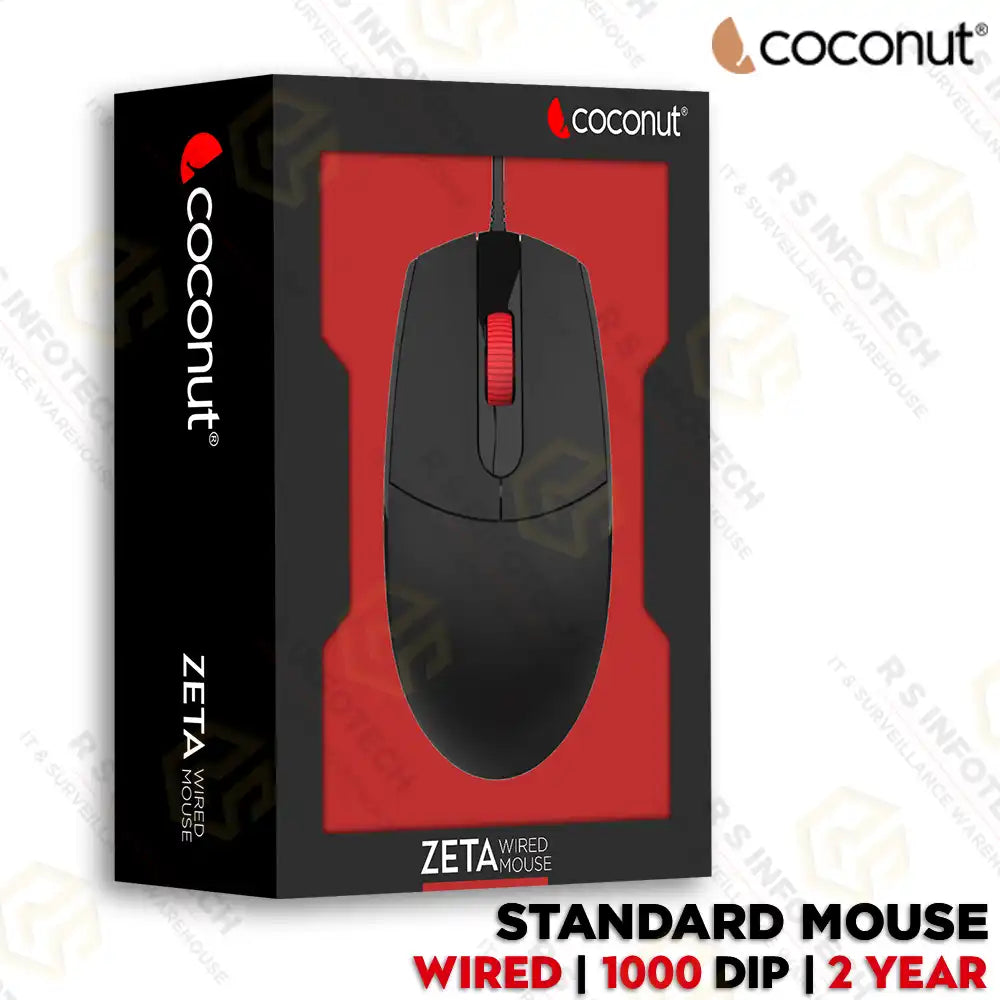 Coconut Wired Mouse Black - ZETA