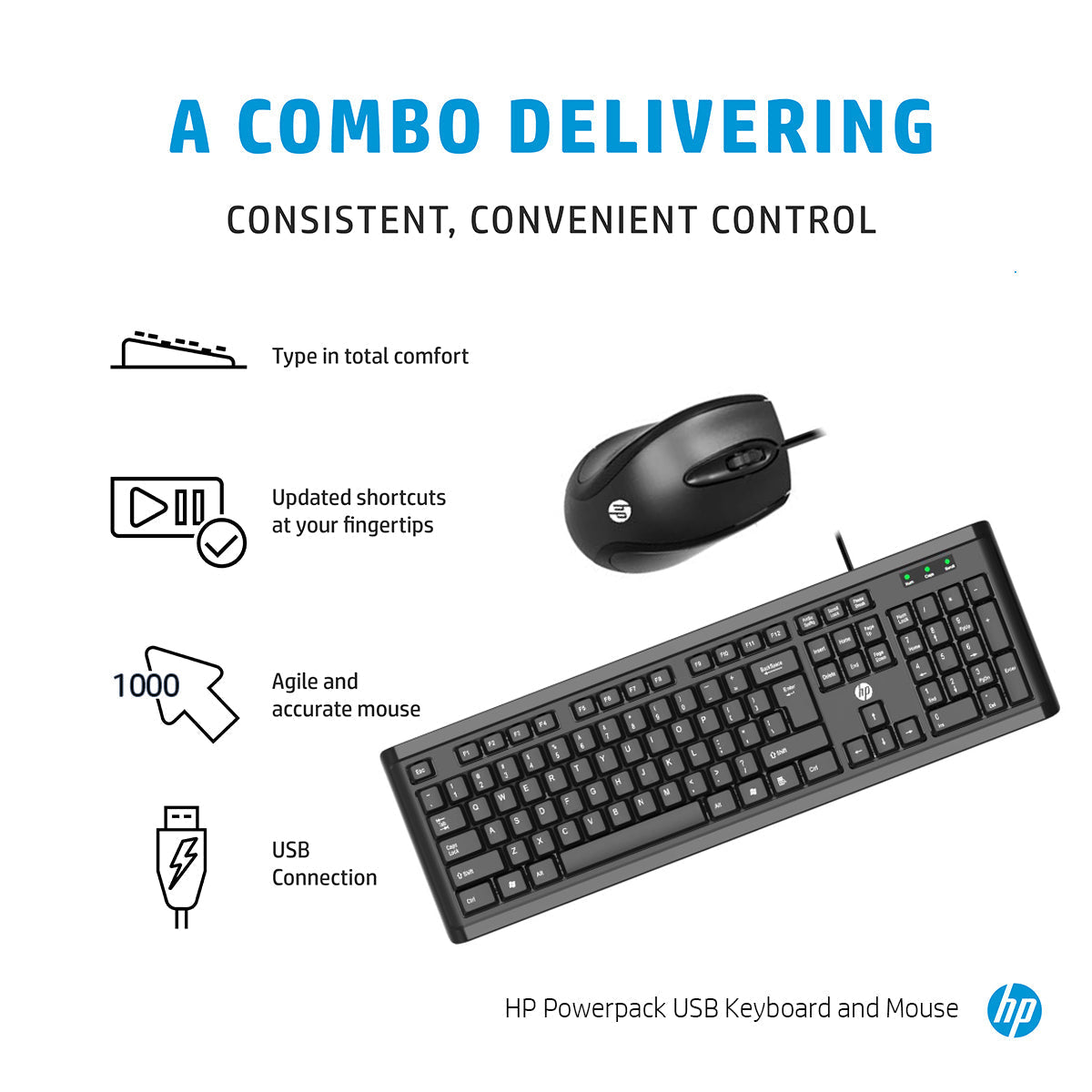 Hp Wired Combo Keyboard and Mouse POWERPACK Y5G54PA