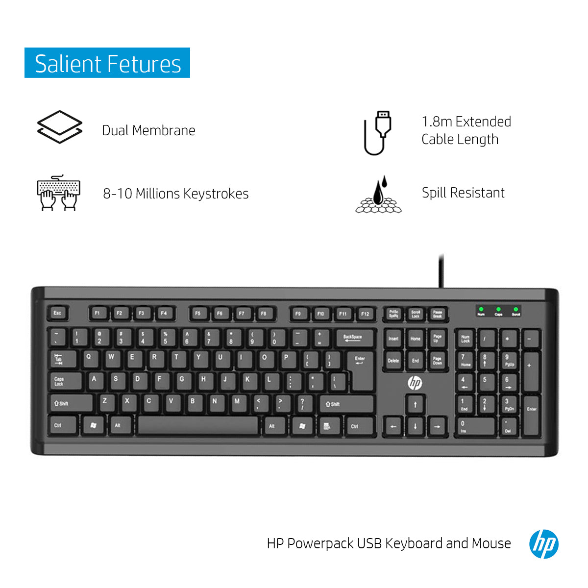 Hp Wired Combo Keyboard and Mouse POWERPACK Y5G54PA