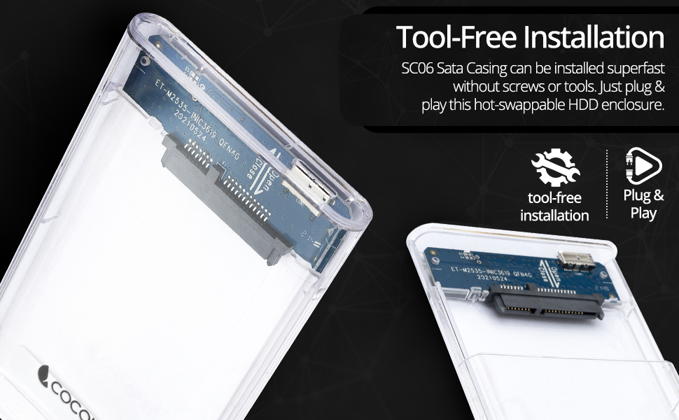 Coconut 2.5in. Sata Casing Usb 2.0 SC06 - TRANSPARENT