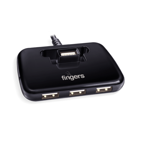 Fingers USB Hubs Quadrant U2.0 Colour : Jet Piano Black Ports : 4 x USB 2.0